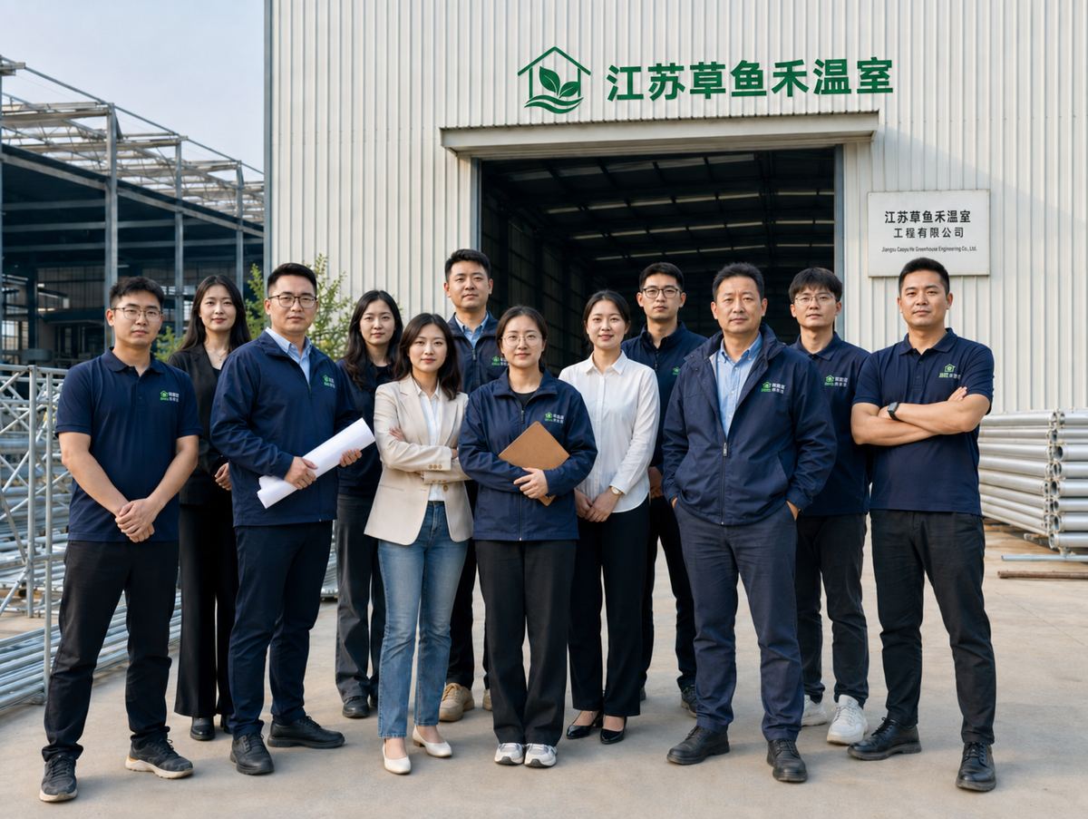 Caoyuhe Greenhouse project team in front of the factory